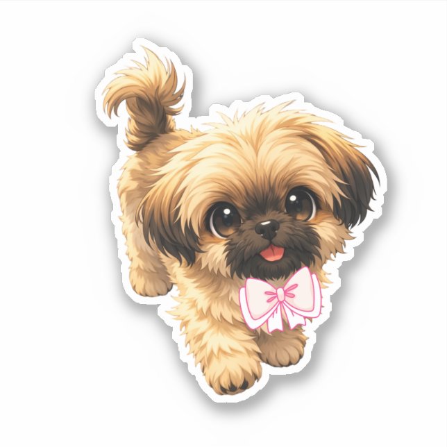 Adesivo Cute Cartoon Shih Tzu Nala Pink Bow Puppy Dog (Frente)