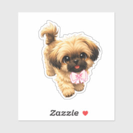 Adesivo Cute Cartoon Shih Tzu Nala Pink Bow Puppy Dog