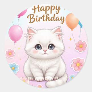 Adesivo Cute cat birthday sticker 