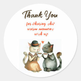 Adesivo Cute Cat Couple Wedding Thank You
