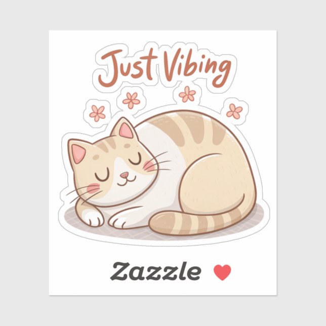 Adesivo Cute Cat Loaf Sticker | Just Vibing Cozy Cat Decal (Folha)