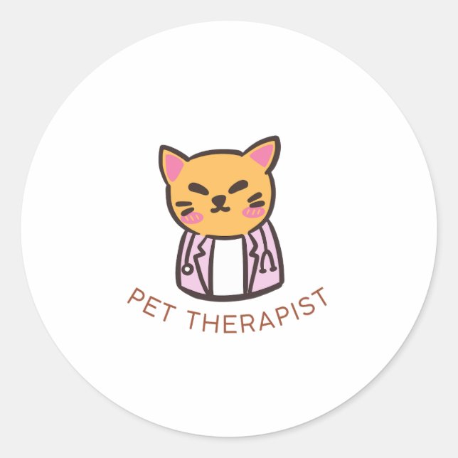 Adesivo Cute Cat Pet Therapist Cartoon Design (Frente)