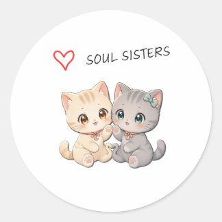 Adesivo Cute Cat Soul Sisters – Pastel Friendship Sticker