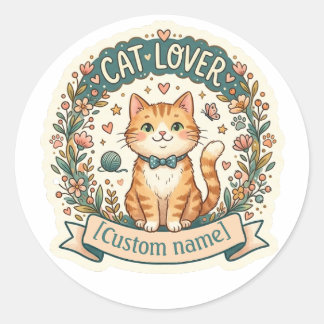 Adesivo Cute Cat Sticker With Customizable Name Cat Mom