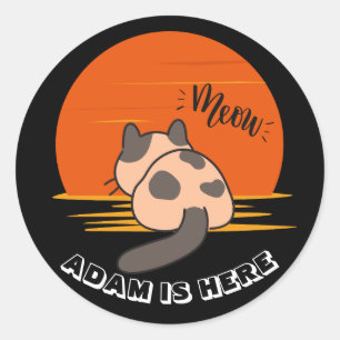 ADESIVO CUTE CAT SUNSET PERSONALIZAR NOME PERSONALIZADO