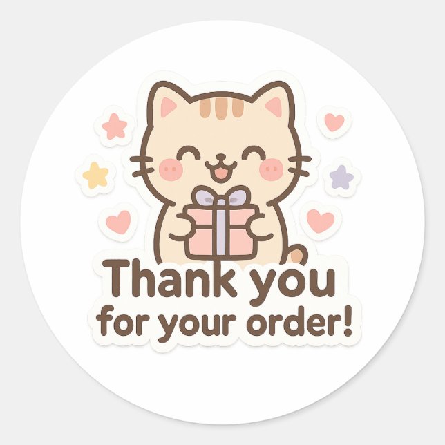 Adesivo Cute Cat Thank You Sticker (Frente)