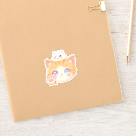Adesivo Cute Cat Waving Hello Sticker