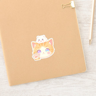 Adesivo Cute Cat Waving Hello Sticker