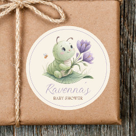 Adesivo Cute Caterpillar Personalized Name Baby Shower