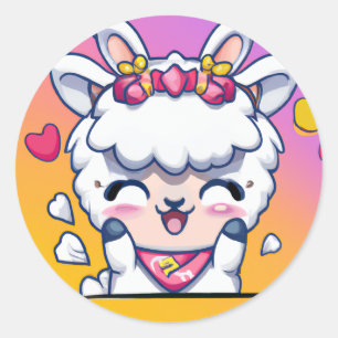 Adesivo Cute Chibi Kawaii Llama Ama Sunset