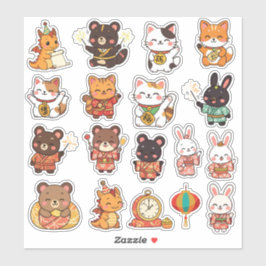 Adesivo Cute Chibi Lunar New Year Animals Vinyl Stickers