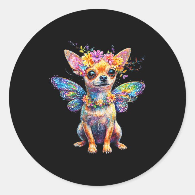 Adesivo Cute Chihuahua Dog Angel With Wings  (Frente)