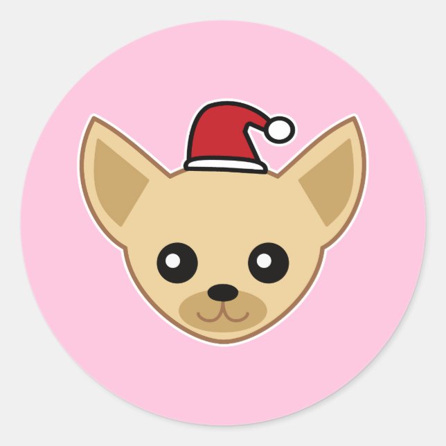 Adesivo Cute Chihuahua Santa Hat (Frente)