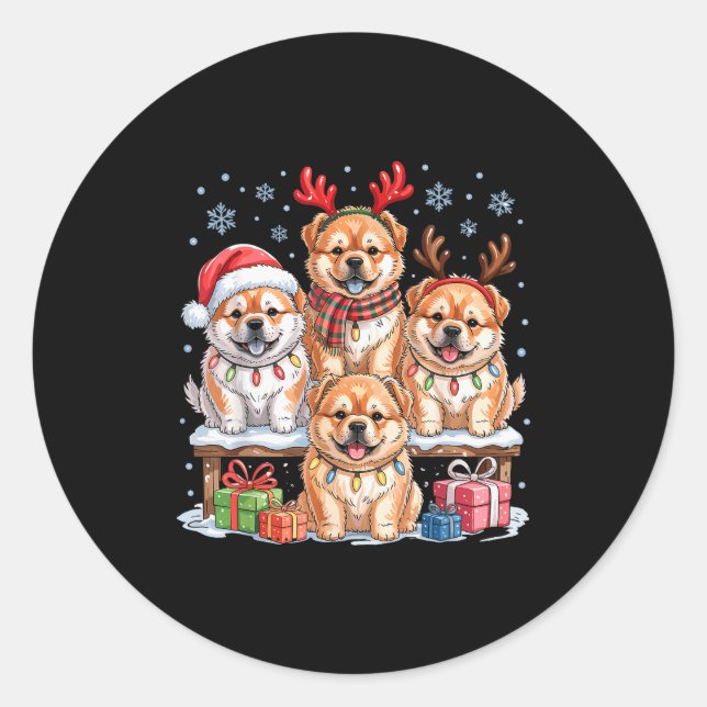 Adesivo Cute Chow Chow Christmas Pupes Dog Lovers Funny Ho (Frente)
