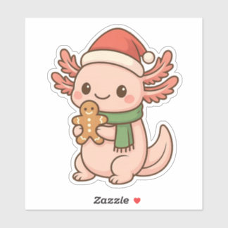 Adesivo Cute Christmas Axolotl Sticker Kawaii Gingerbreard
