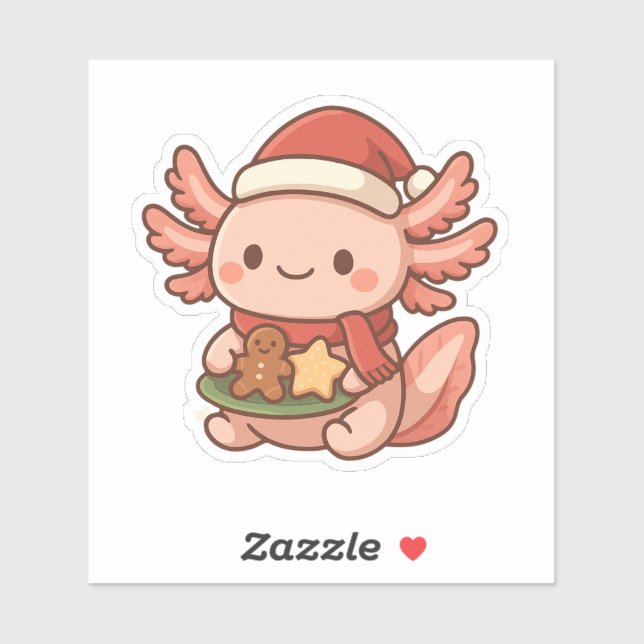 Adesivo Cute Christmas Axolotl Sticker | Kawaii Holiday  (Folha)