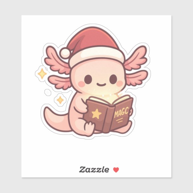 Adesivo Cute Christmas Axolotl Sticker | Kawaii Magic Book (Folha)