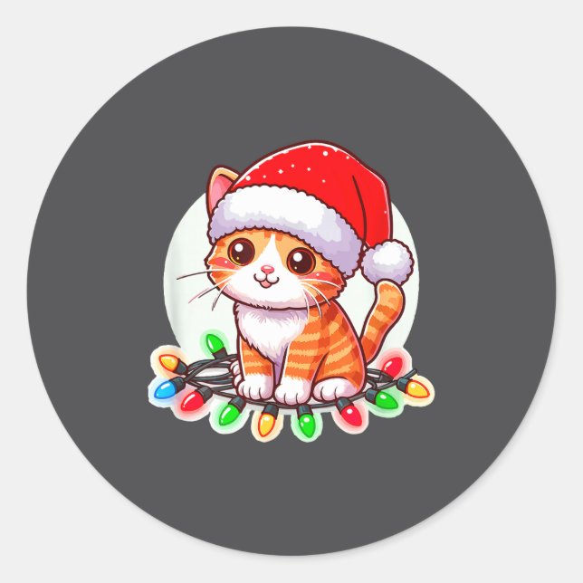 Adesivo Cute Christmas Cat In Santa Hat  (Frente)