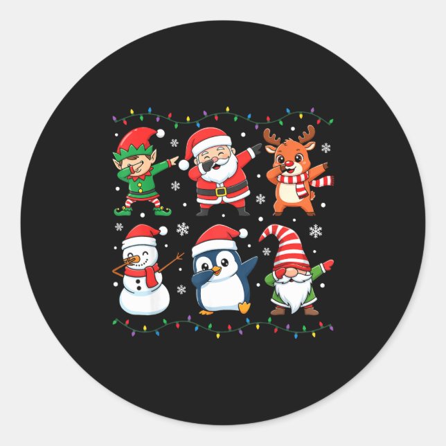 Adesivo Cute Christmas Dabbing Santa Elf Reindeer Boys Gir (Frente)