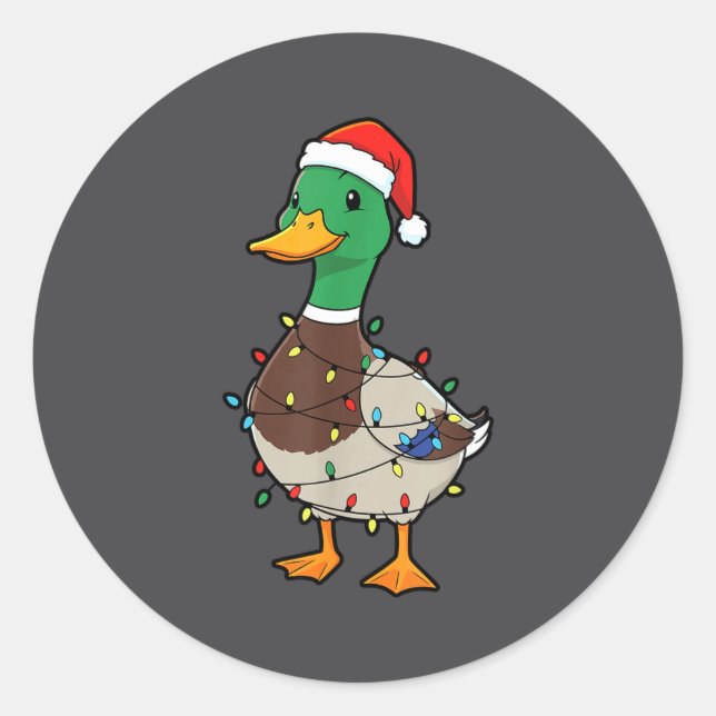 Adesivo Cute Christmas Duck Mallard With Xmas Lights  (Frente)