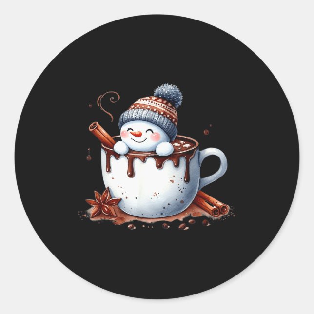 Adesivo Cute Christmas Hot Chocolate Snowman  (Frente)
