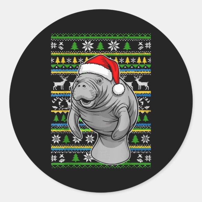 Adesivo Cute Christmas Manatee Shirt, Manatee Ugly Xmas Sw (Frente)