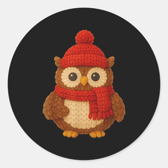 Adesivo Cute Christmas Owl Winter Snow  (Frente)