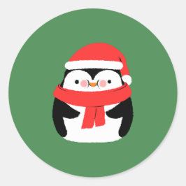 Adesivo Cute Christmas Penguin in Santa Hat Custom 