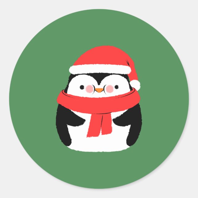 Adesivo Cute Christmas Penguin in Santa Hat Custom  (Frente)