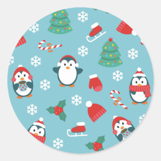 Adesivo Cute Christmas Penguins Pattern