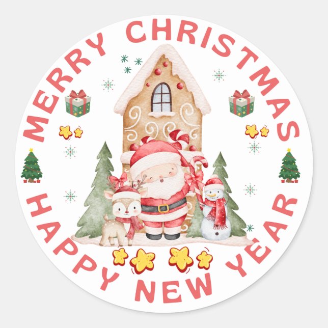 Adesivo Cute Christmas Sticker | Festive Holiday Design (Frente)