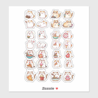 Adesivo Cute Chubby Kawaii Cat Food Stickers – Sushi, Rame