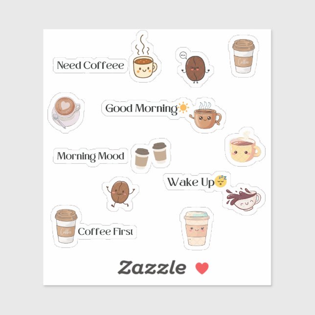 Adesivo Cute Coffee Mood Sticker Sheet (Folha)