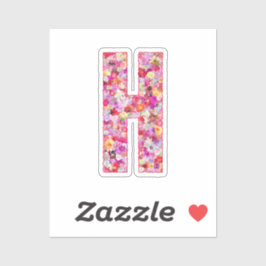 Adesivo Cute Colorful Floral Initial Letter H