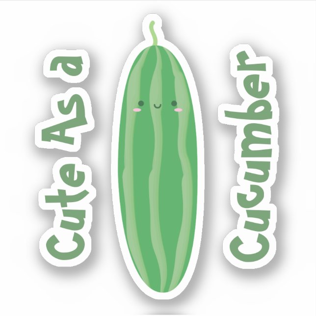 Adesivo Cute como pepino Engraçado Kawaii Legal Cutecumber (Frente)