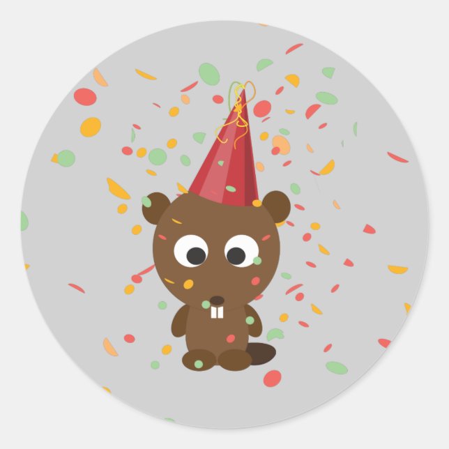 Adesivo Cute Confetti Party Beaver (Frente)