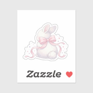 Adesivo Cute Coquette Bunny Pink Ribbon Bow Easter Sticker