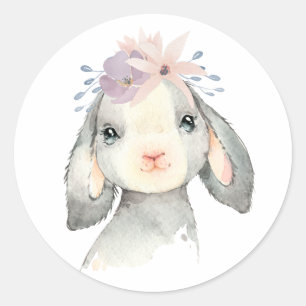 Adesivo Cute Cordeirinho em Aquarela com Flores