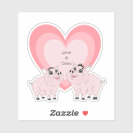 Adesivo Cute couple of pink piggy