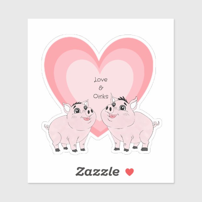 Adesivo Cute couple of pink piggy (Folha)