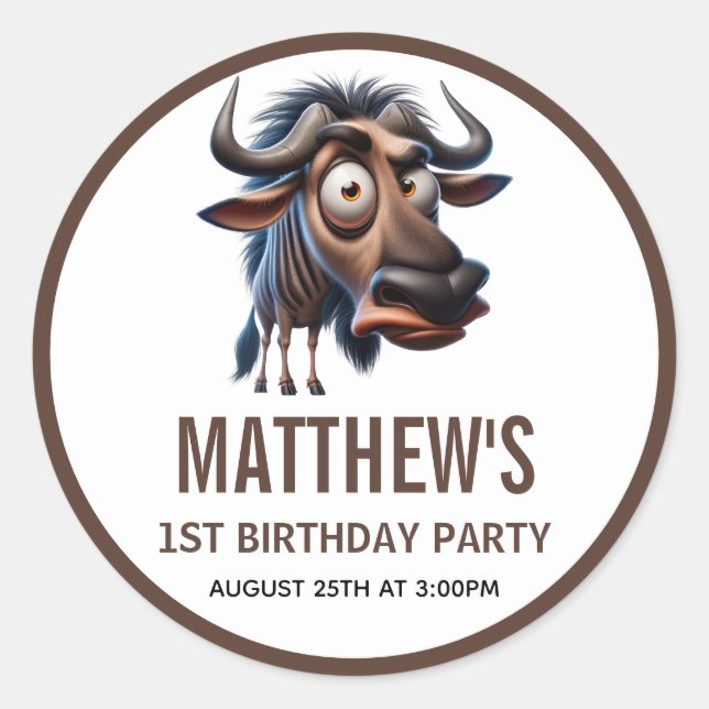 Adesivo Cute Crazy Cheetah Farm Theme 1st Birthday (Frente)