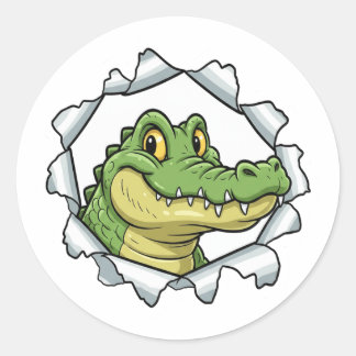 Adesivo Cute Crocodile Torn Paper Sticker