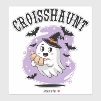 Adesivo Cute Croissant Fantasma de Halloween Assombrando