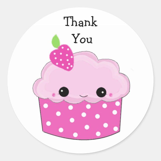 Adesivo Cute Cupcake Obrigado (Frente)