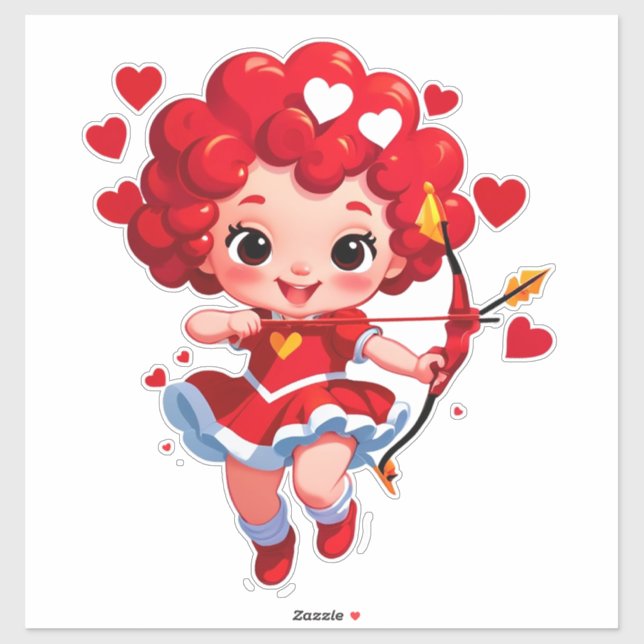 Adesivo Cute Cupid With Bow And Arrow (Folha)