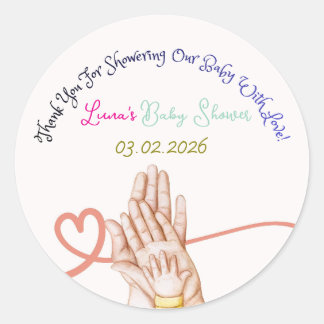 Adesivo Cute Customizable Baby Shower Sticker| Family Love