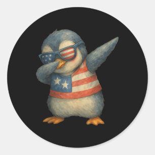 Adesivo Cute Dabbing Penguin 4 de julho Bandeira Americana