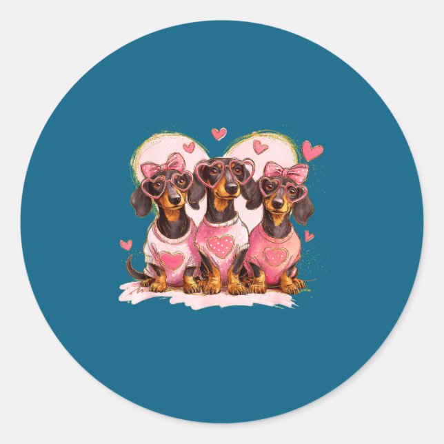 Adesivo Cute Dachshund Valentines Heart Dog Lover Men Wome (Frente)