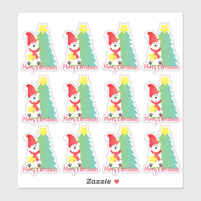 Adesivo Cute de urso polar (Folha)