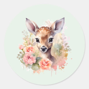 Adesivo Cute Deer Cercado Por Rosas